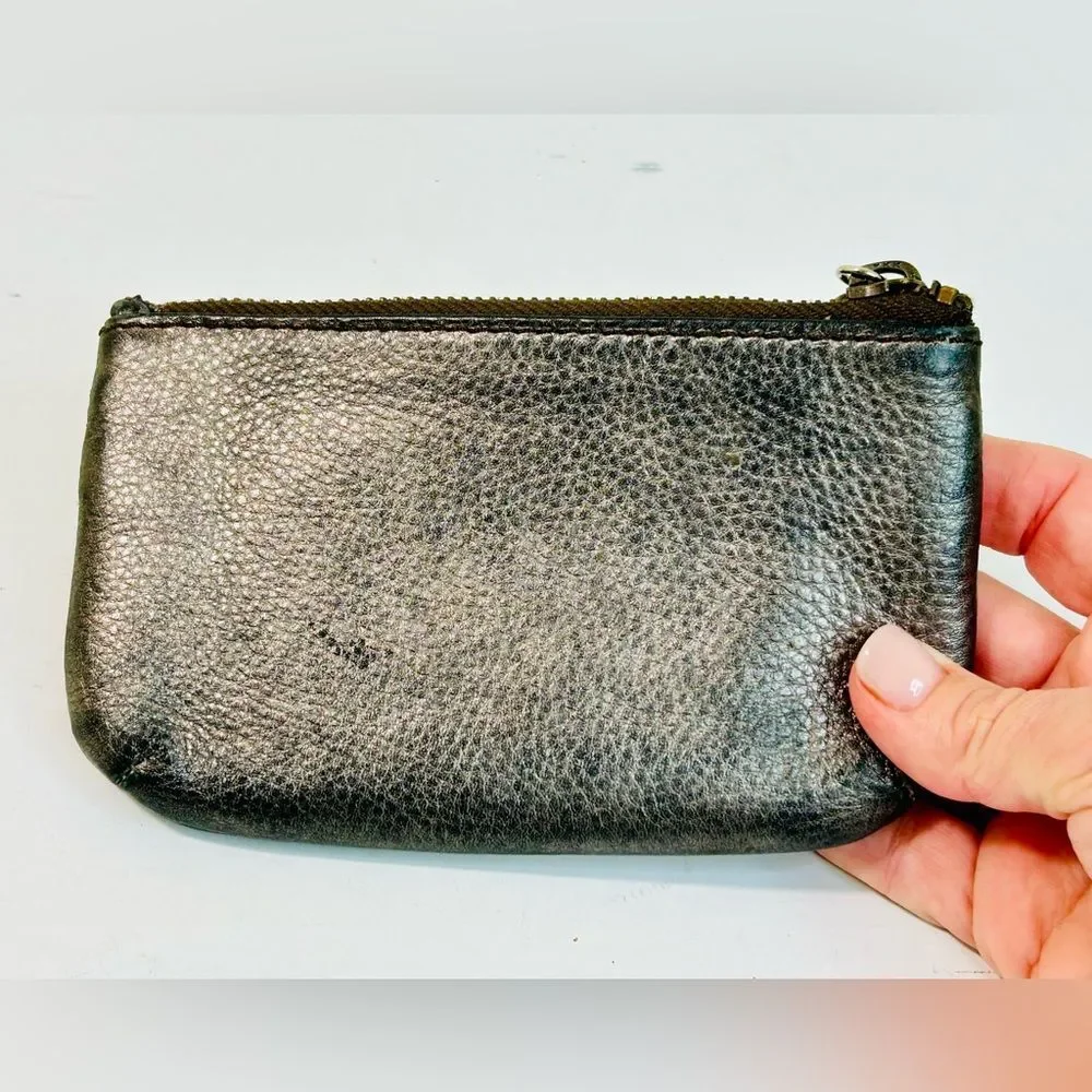 Fossil Metallic Leather Pouch 6” x 3.5”